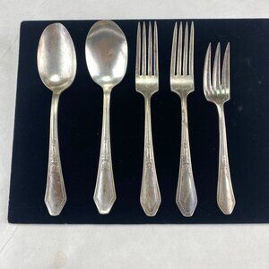 Vintage Oneida Glastonbury Pearl Silverplate Forks Spoons 5 Pcs